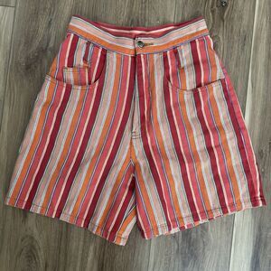 Nada Nuff Vintage High Waisted Striped Shorts 26" waist Cotton size 5 80s 90s
